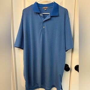 Peter Millar Summer Comfort Striped Performance Polo SZ XL - Blue/White